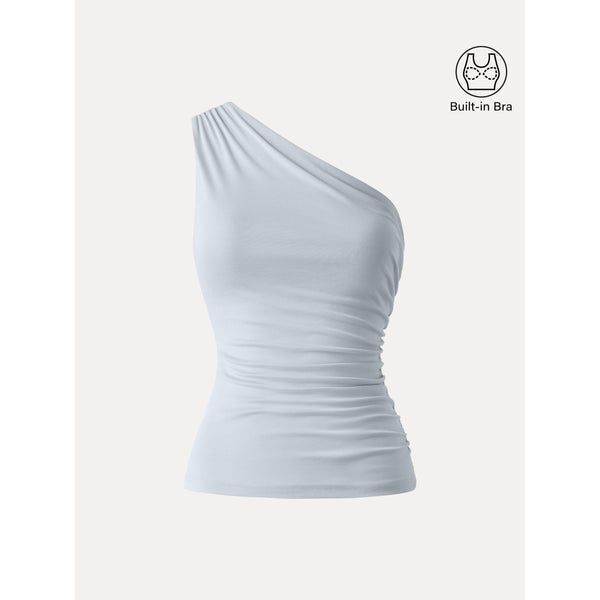 Sandwashed One Shoulder Ruched Bra Tank