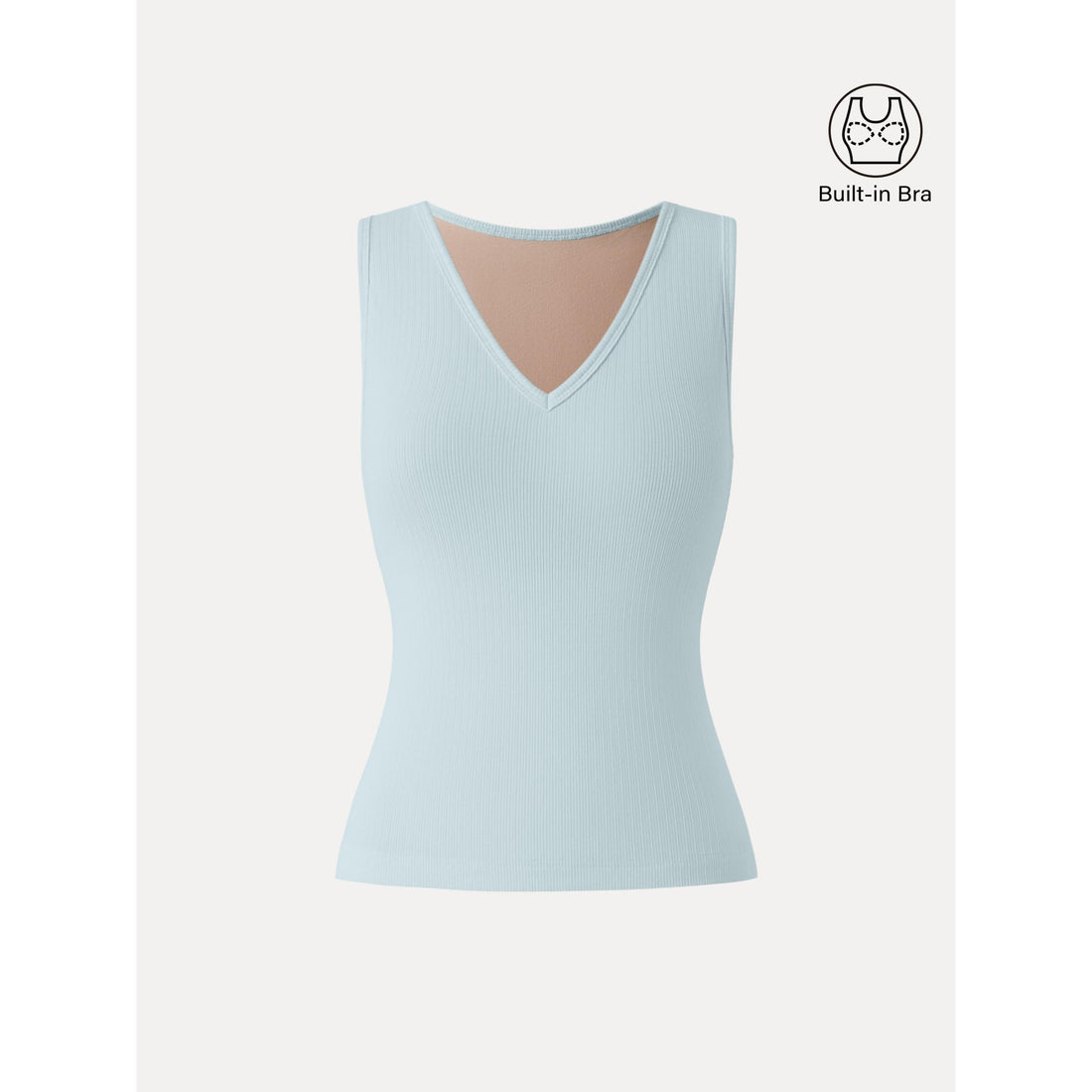 Stretch Cotton Pointelle V-neck Sleeveless Bra Tank