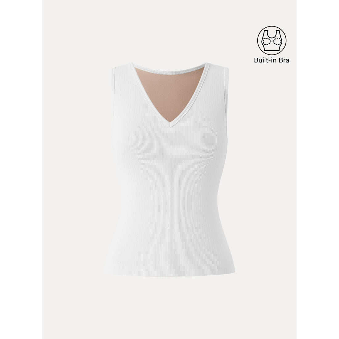Stretch Cotton Pointelle V-neck Sleeveless Bra Tank