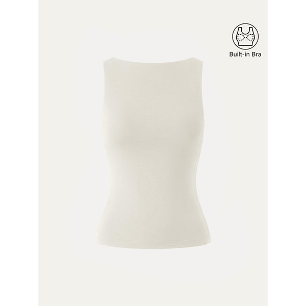 Stretch Cotton Boatneck Bra Tank