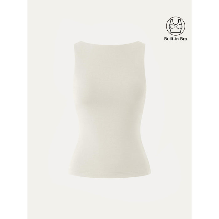 Stretch Cotton Boatneck Bra Tank