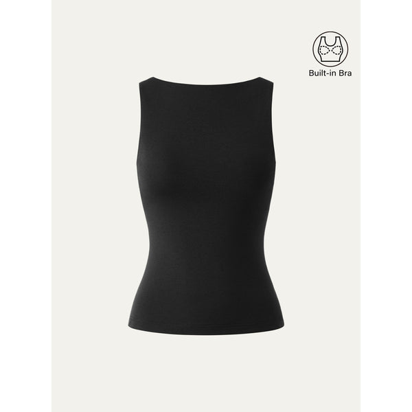 Stretch Cotton Boatneck Bra Tank