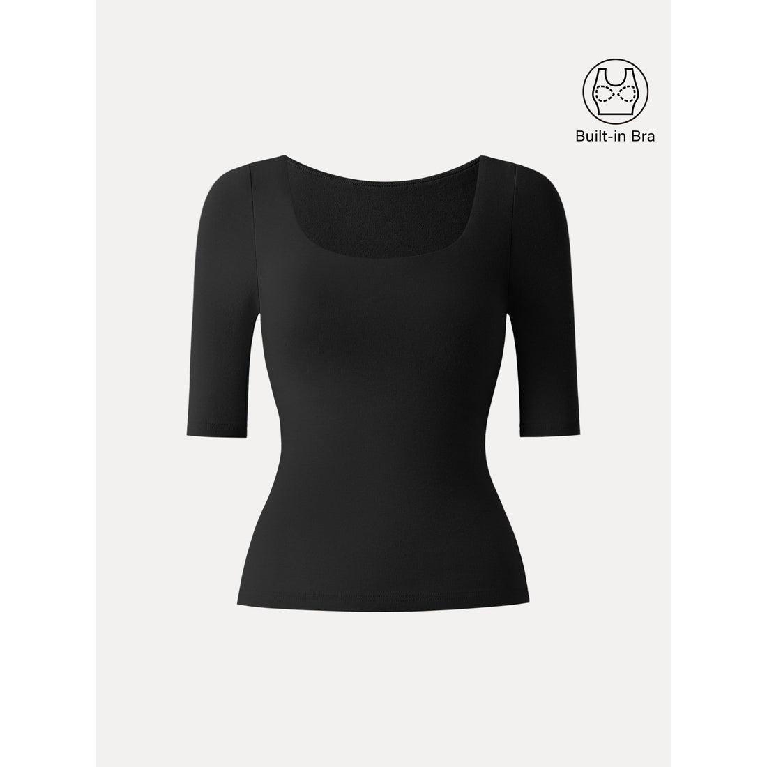 Essential Square Neck Elbow Length Sleeve Bra Top