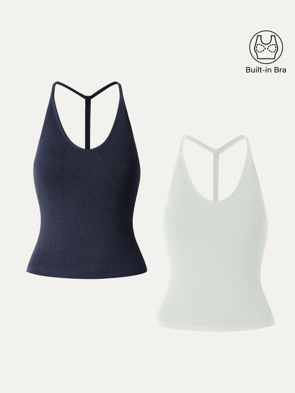 Soft Linen Luxe V-neck T-back Airy Bra Tank