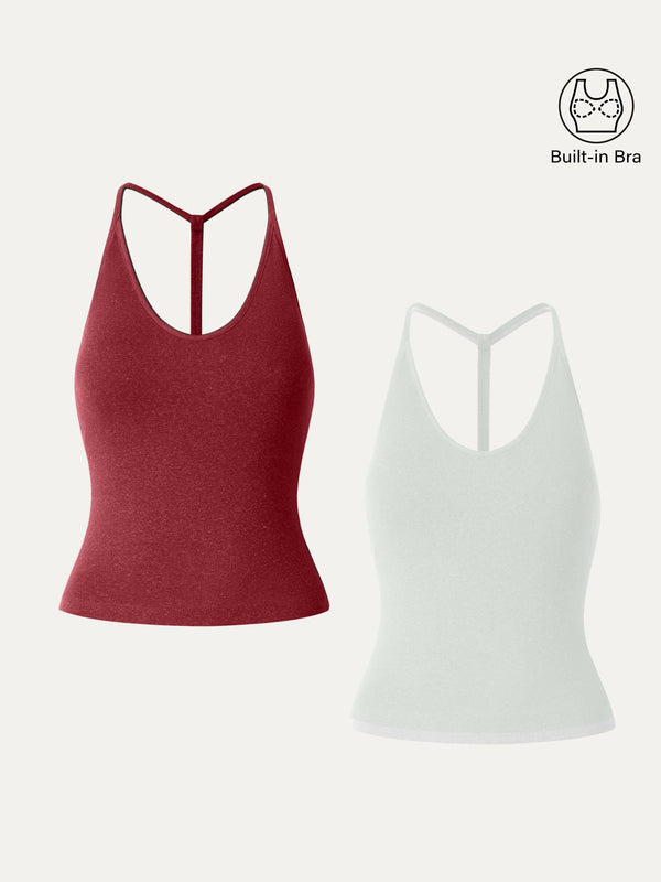 Soft Linen Luxe V-neck T-back Airy Bra Tank